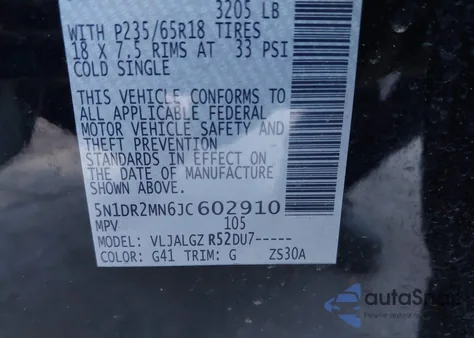 2018 Nissan Pathfinder Sl из США, поврежденный, VIN 5N1DR2MN6JC602910